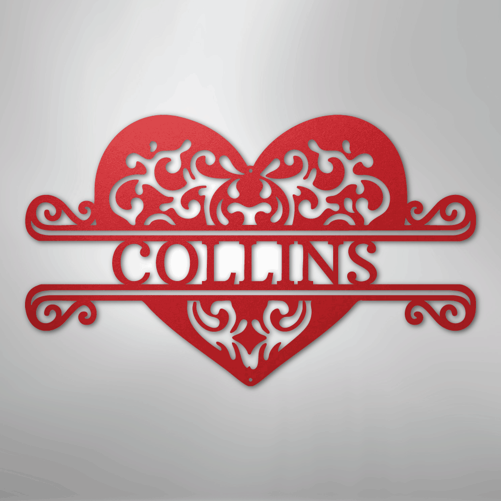 Fancy Heart Monogram - Steel Sign