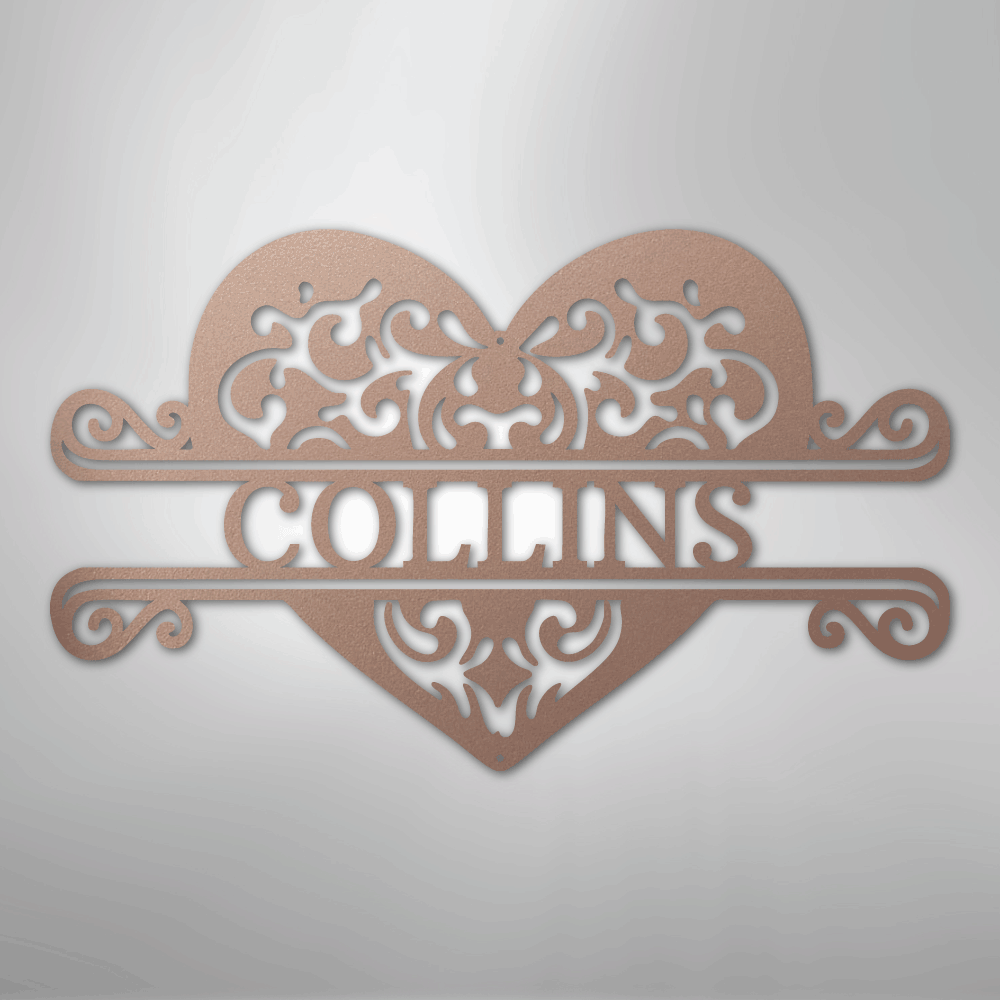 Fancy Heart Monogram - Steel Sign