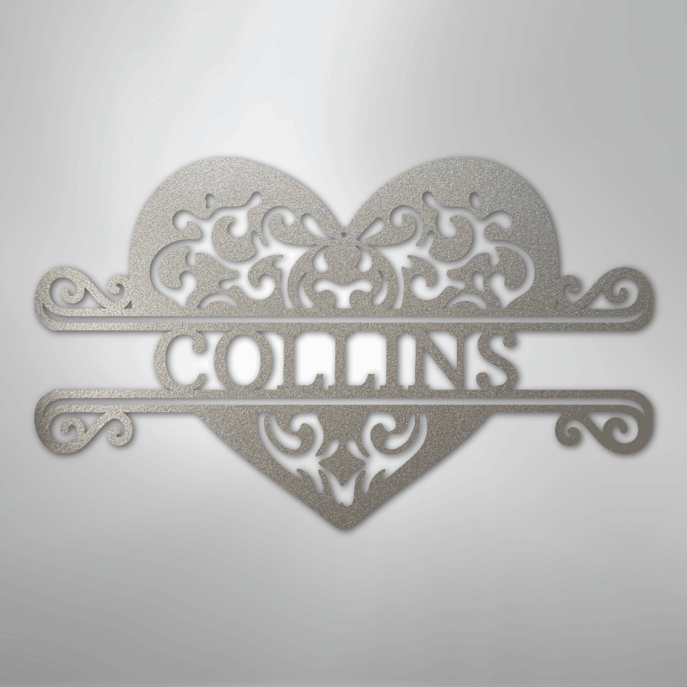 Fancy Heart Monogram - Steel Sign