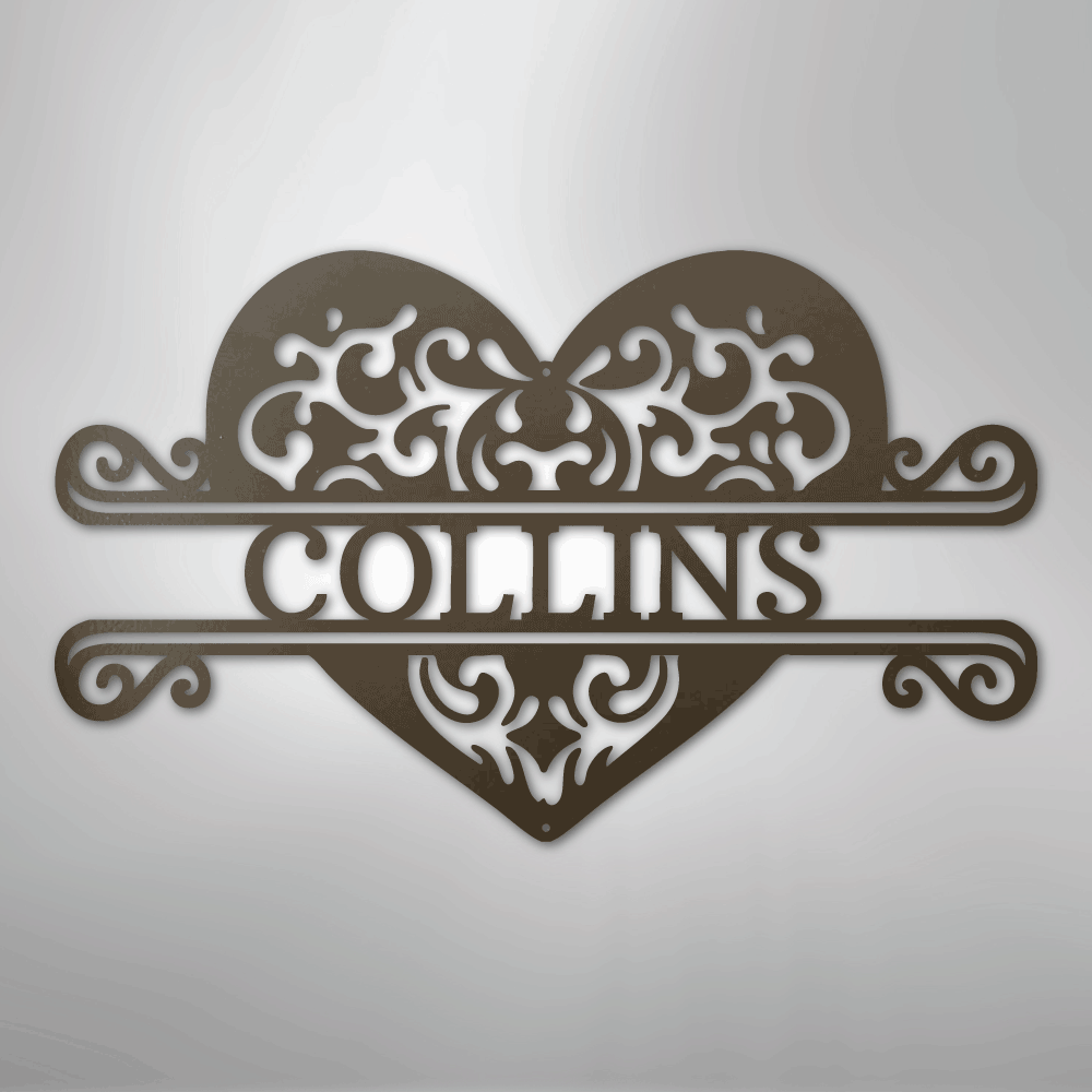 Fancy Heart Monogram - Steel Sign