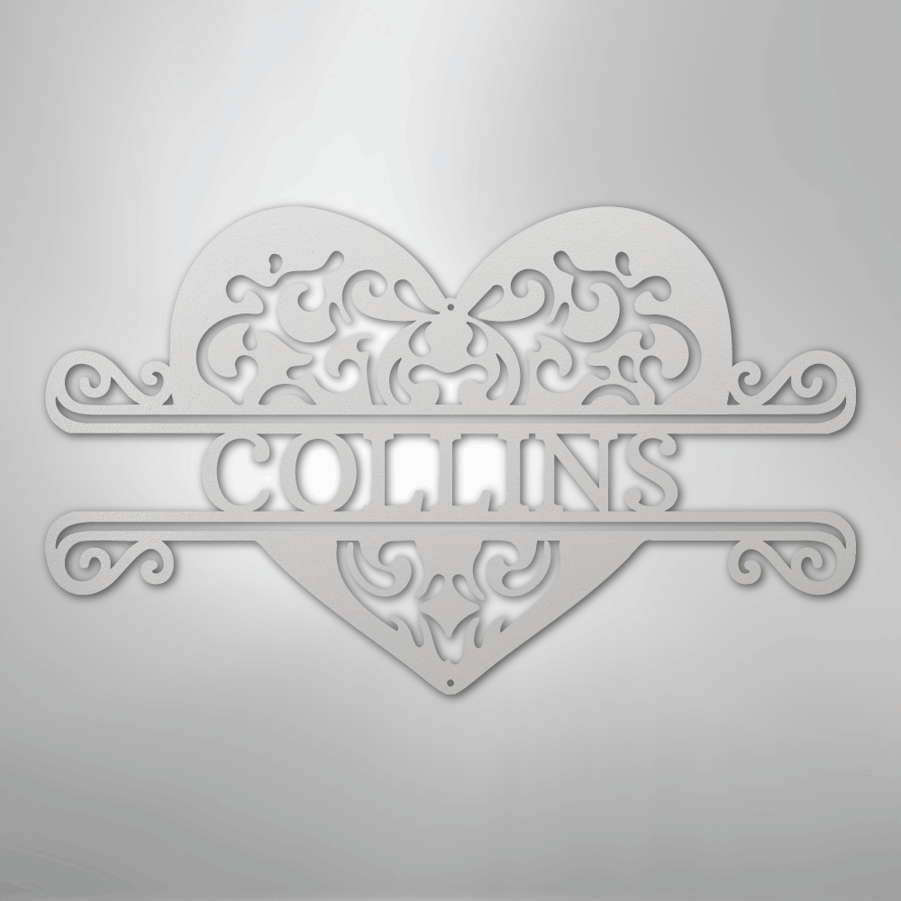 Fancy Heart Monogram - Steel Sign