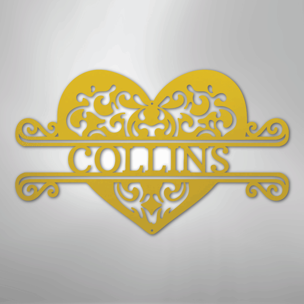 Fancy Heart Monogram - Steel Sign