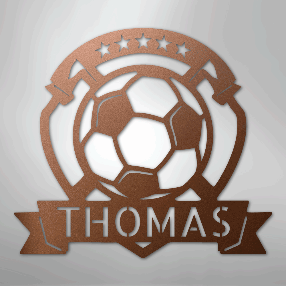 Soccer Plaque Monogram - Steel Sign
