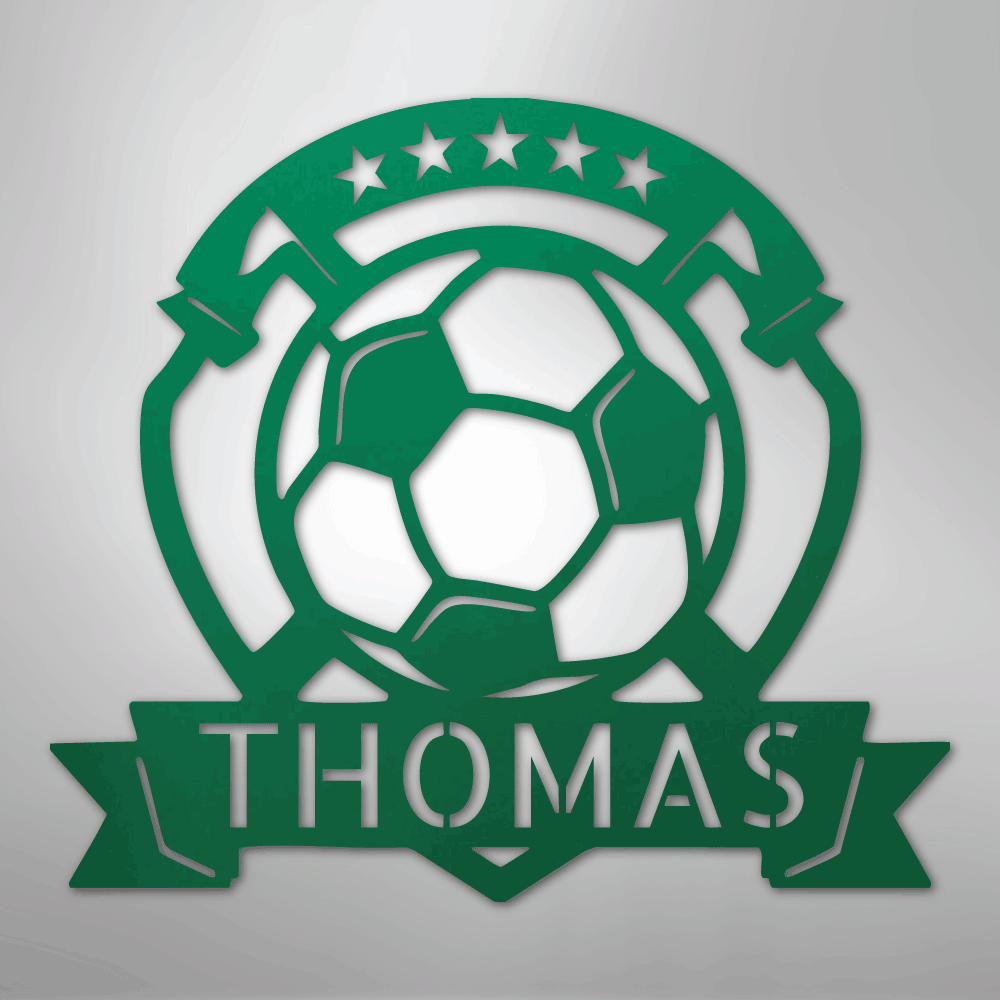 Soccer Plaque Monogram - Steel Sign