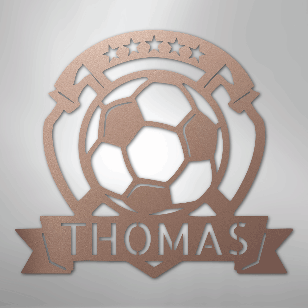 Soccer Plaque Monogram - Steel Sign