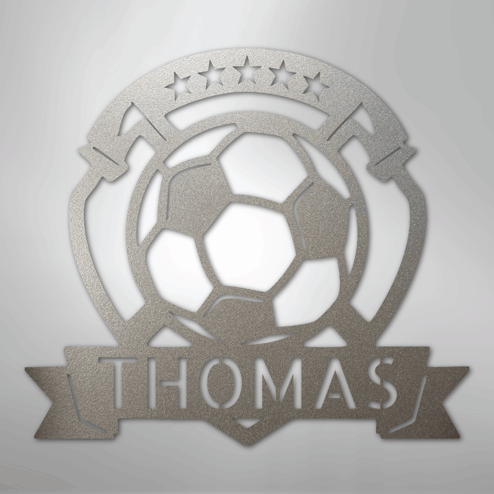 Soccer Plaque Monogram - Steel Sign
