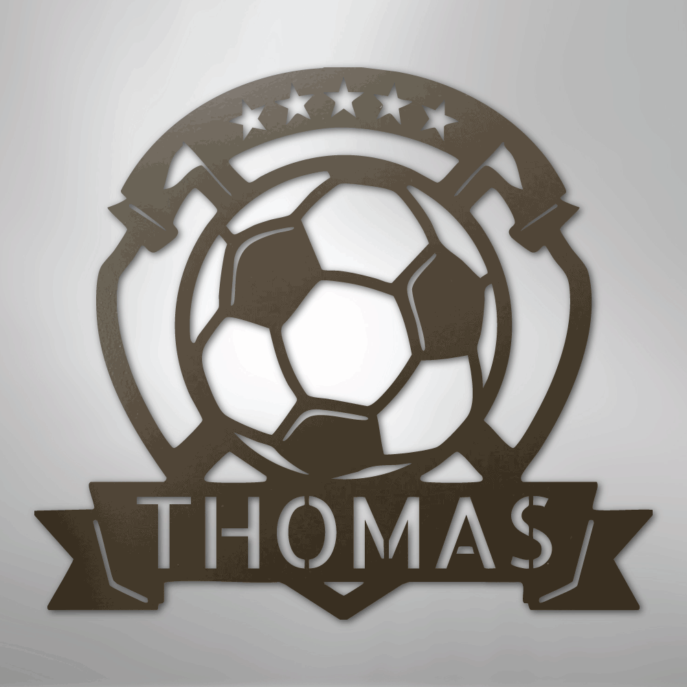 Soccer Plaque Monogram - Steel Sign