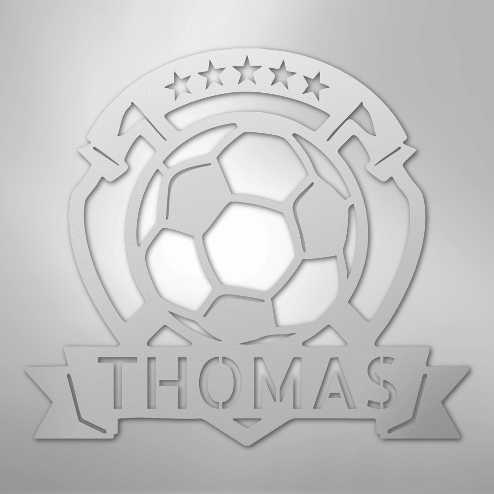 Soccer Plaque Monogram - Steel Sign