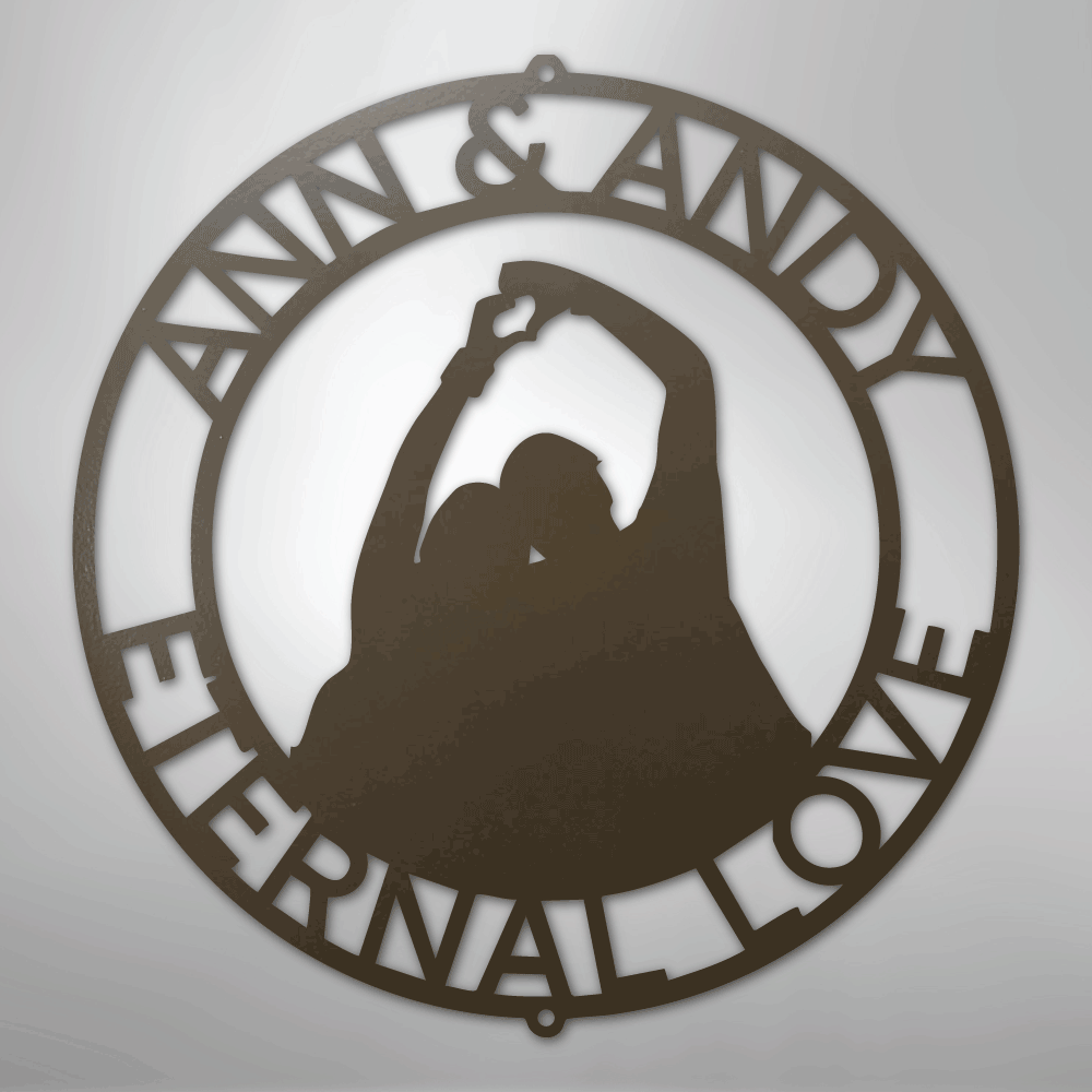 Couple Silhouette Monogram 1 - Steel Sign