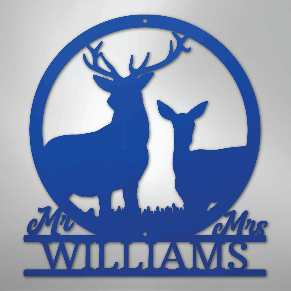 Stag and Doe Monogram - Steel Sign