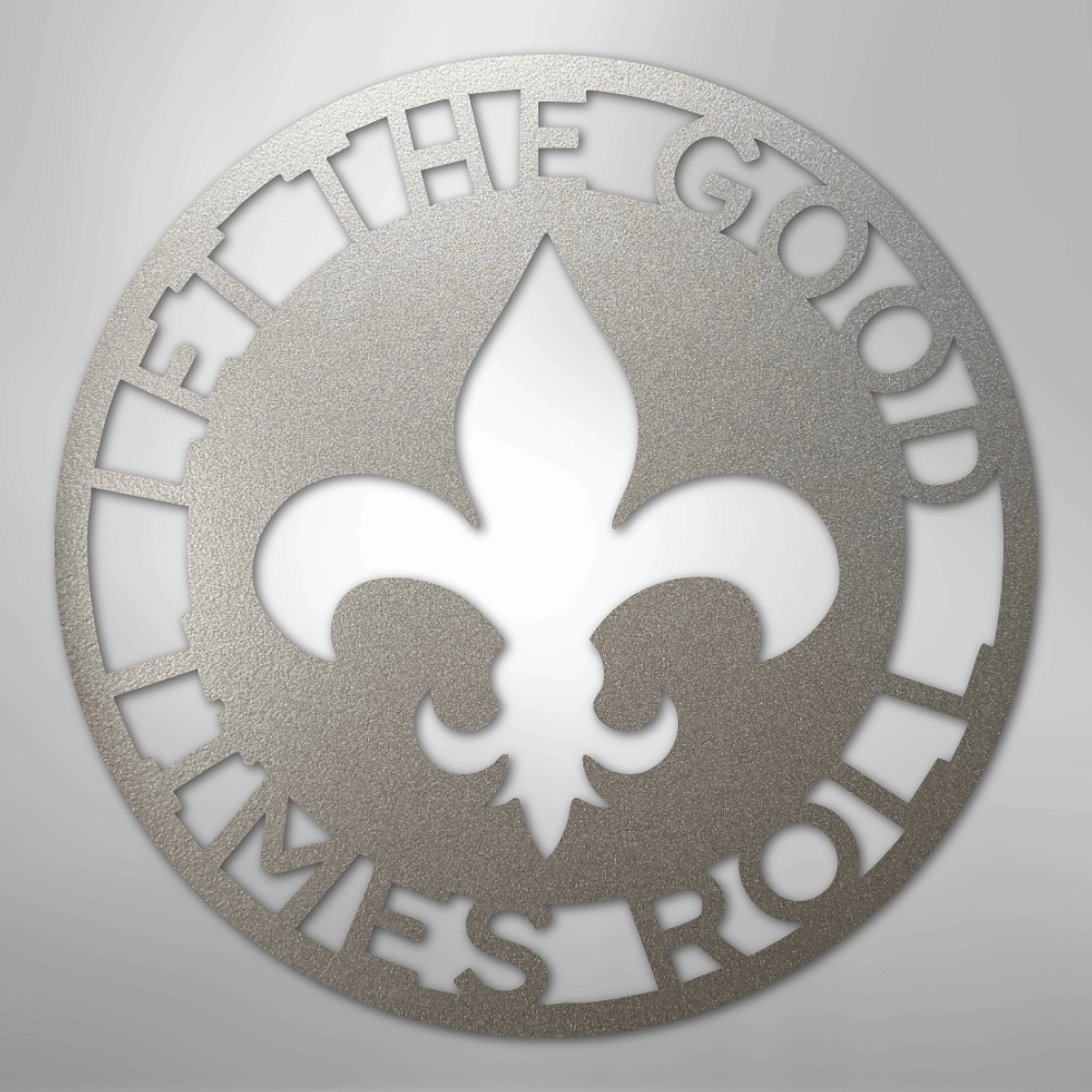 Fleur De Lis Ring Monogram - Steel Sign