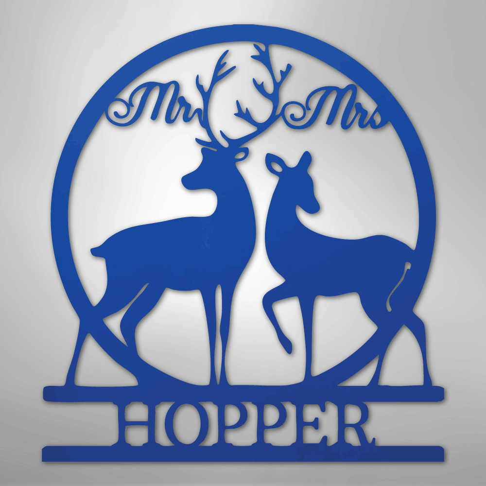 Mr and Mrs Deer Monogram - Steel Sign