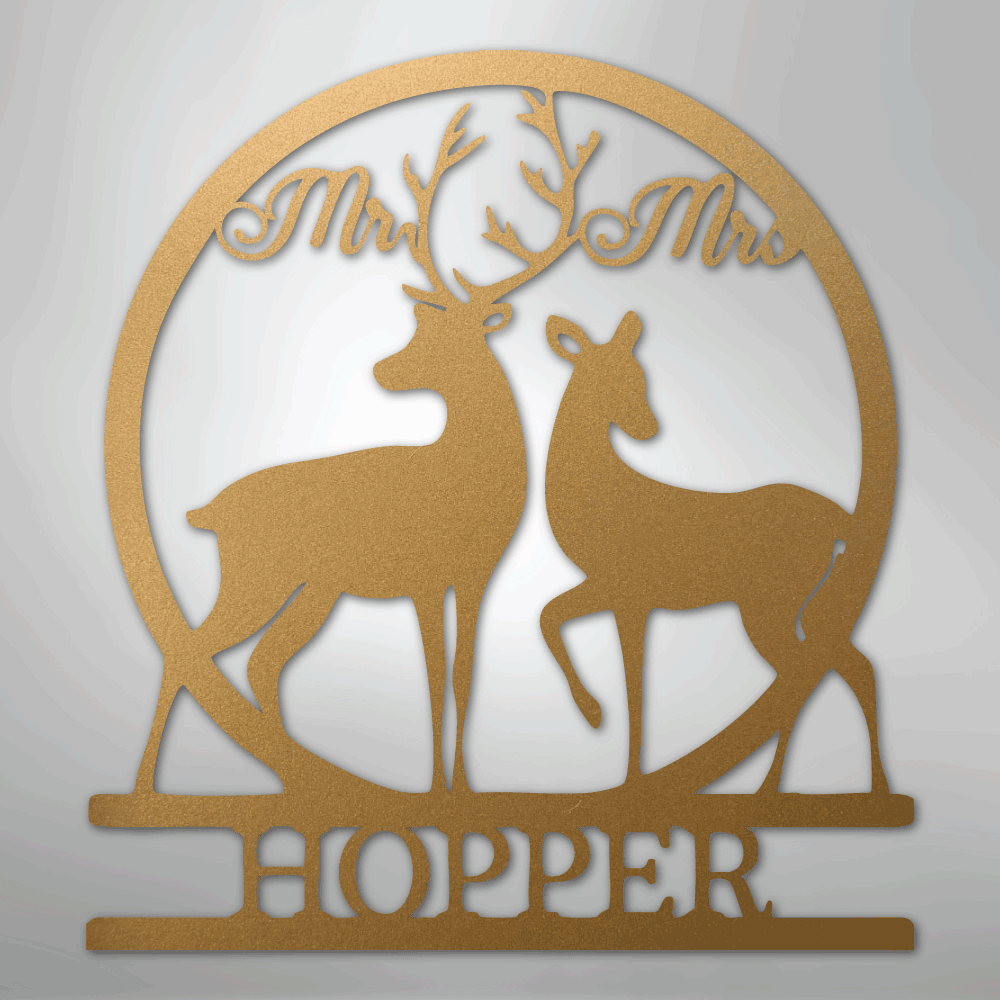Mr and Mrs Deer Monogram - Steel Sign