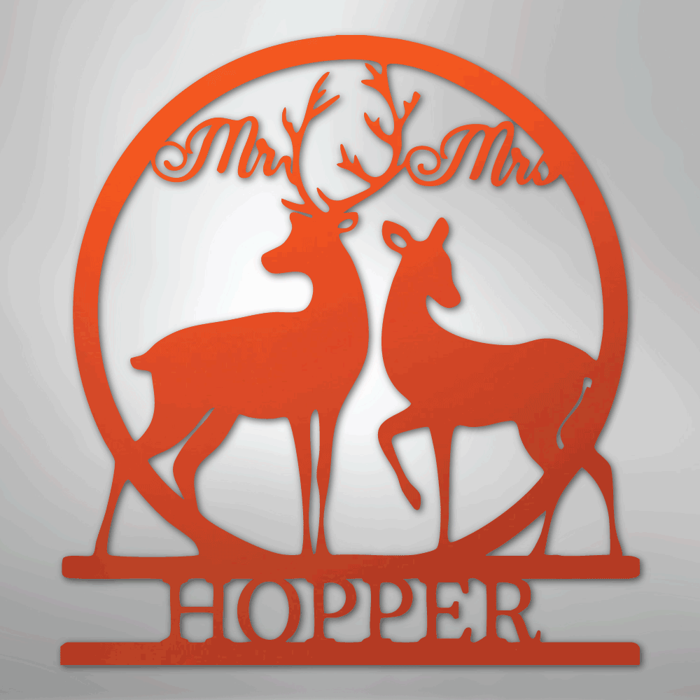 Mr and Mrs Deer Monogram - Steel Sign