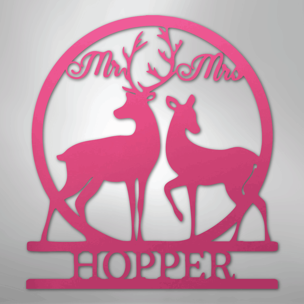 Mr and Mrs Deer Monogram - Steel Sign
