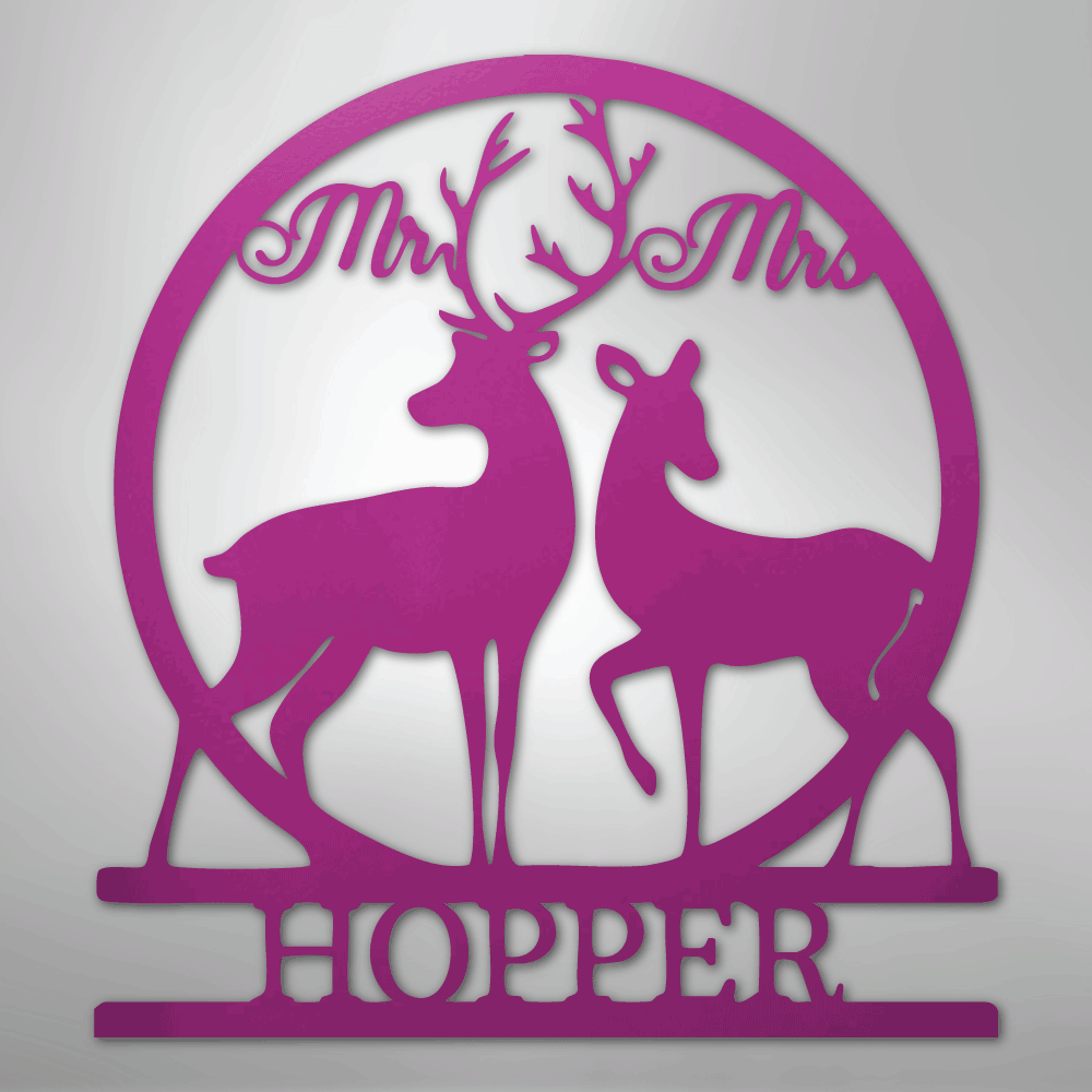 Mr and Mrs Deer Monogram - Steel Sign