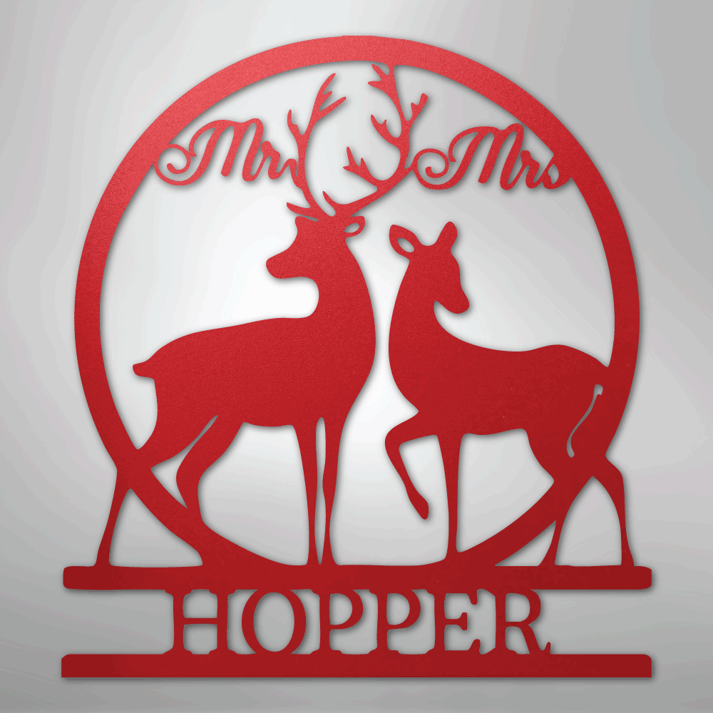 Mr and Mrs Deer Monogram - Steel Sign