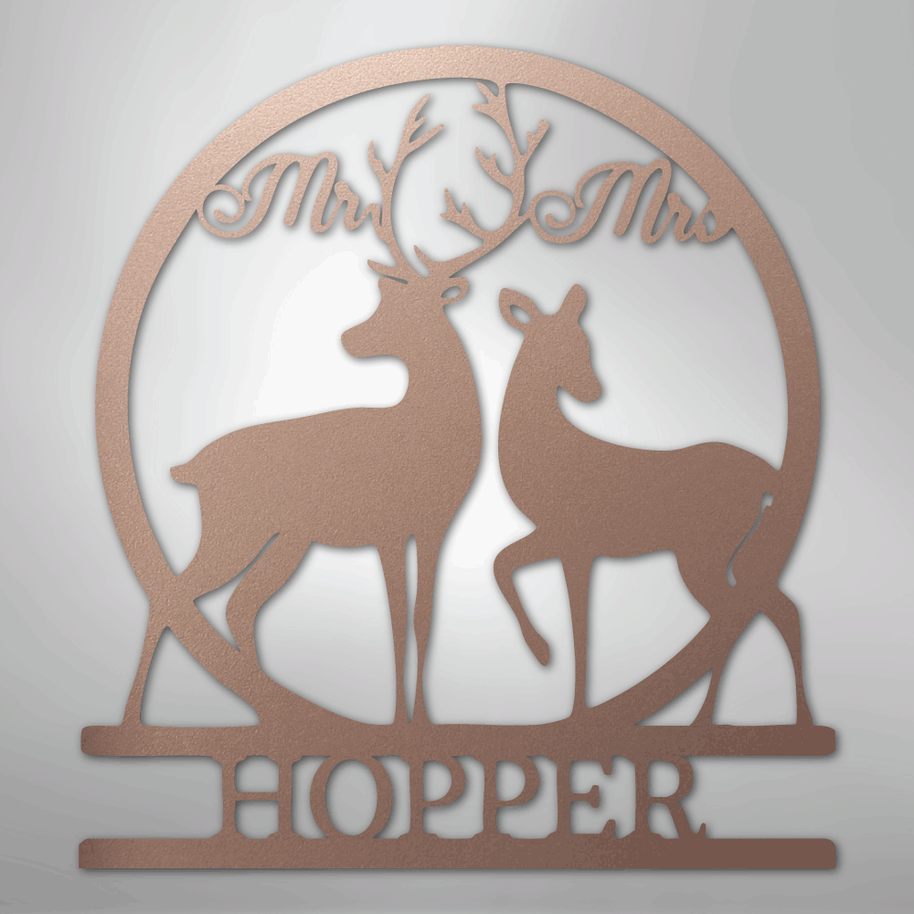 Mr and Mrs Deer Monogram - Steel Sign