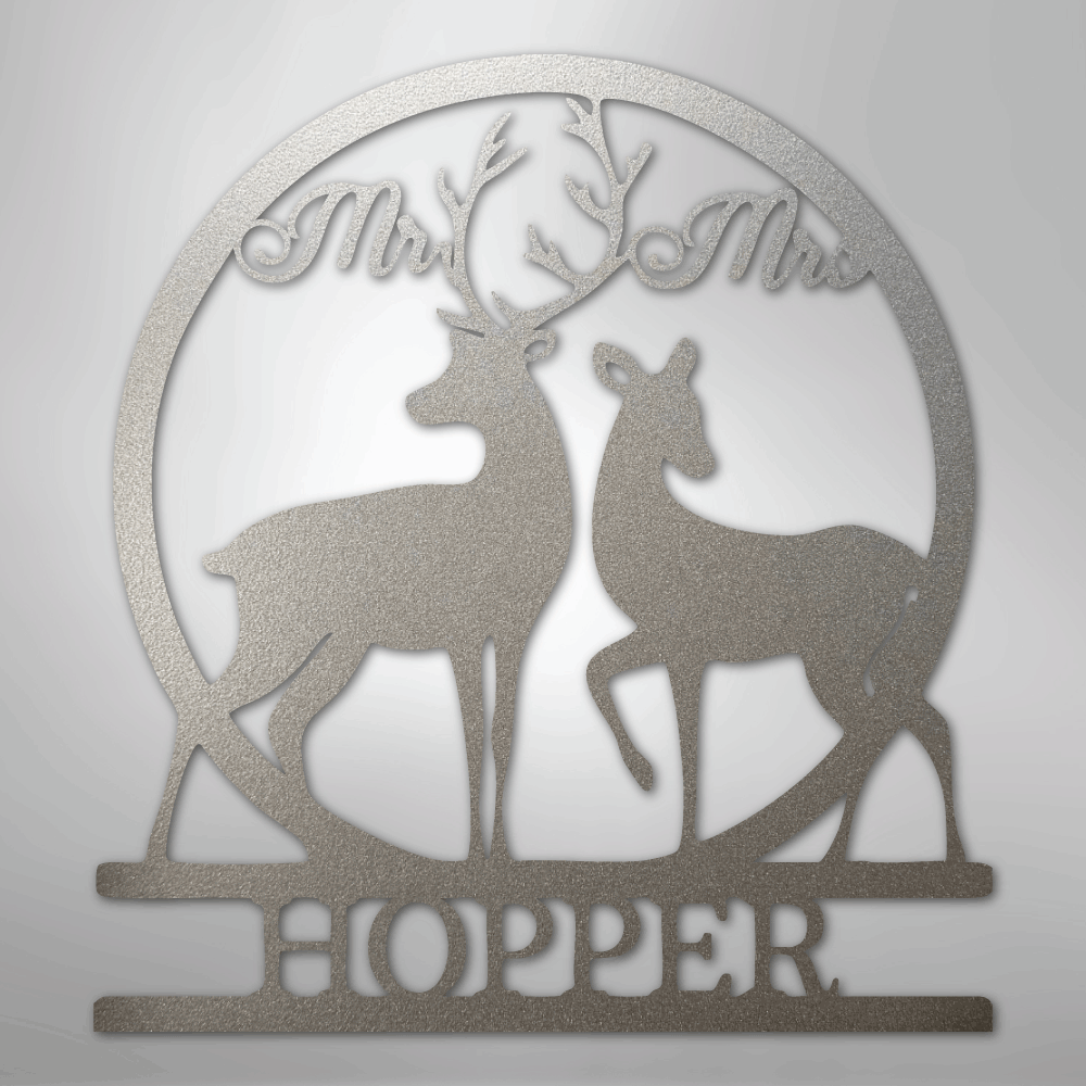 Mr and Mrs Deer Monogram - Steel Sign