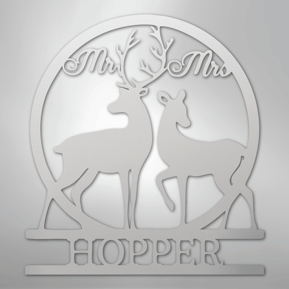 Mr and Mrs Deer Monogram - Steel Sign