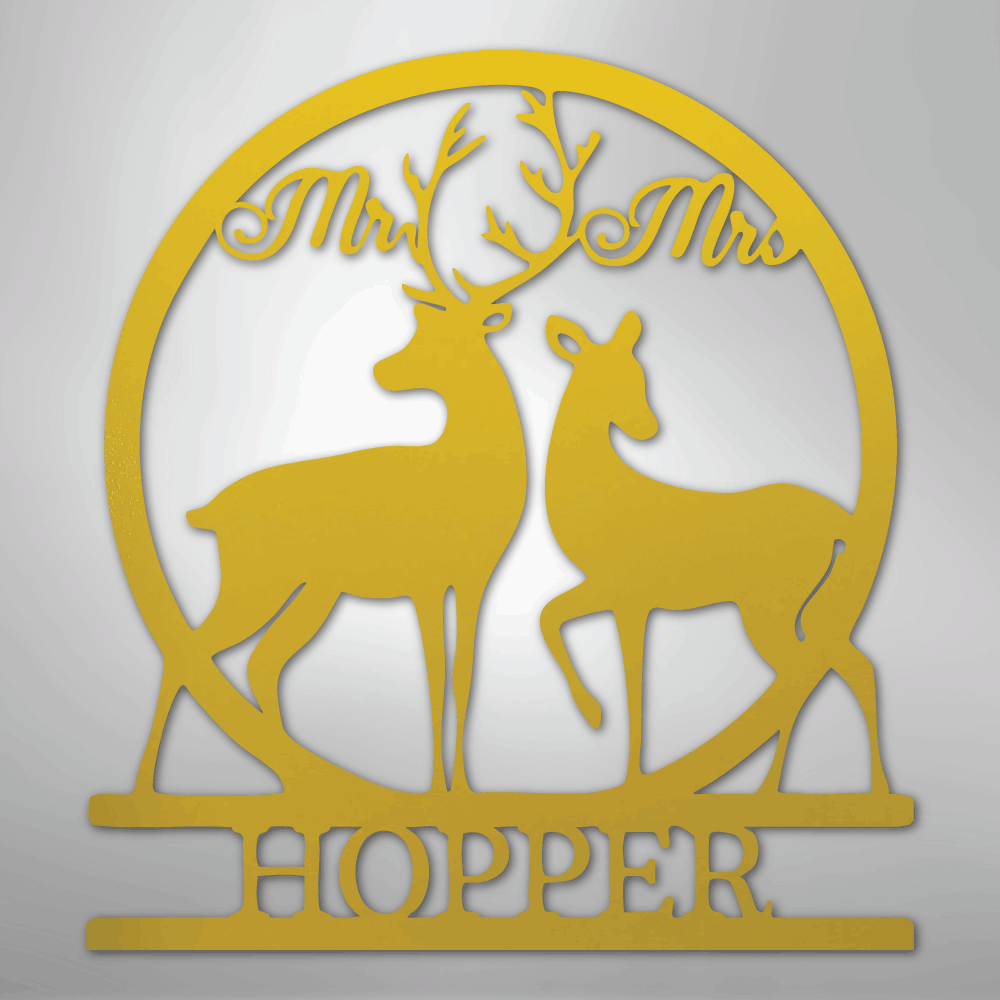 Mr and Mrs Deer Monogram - Steel Sign