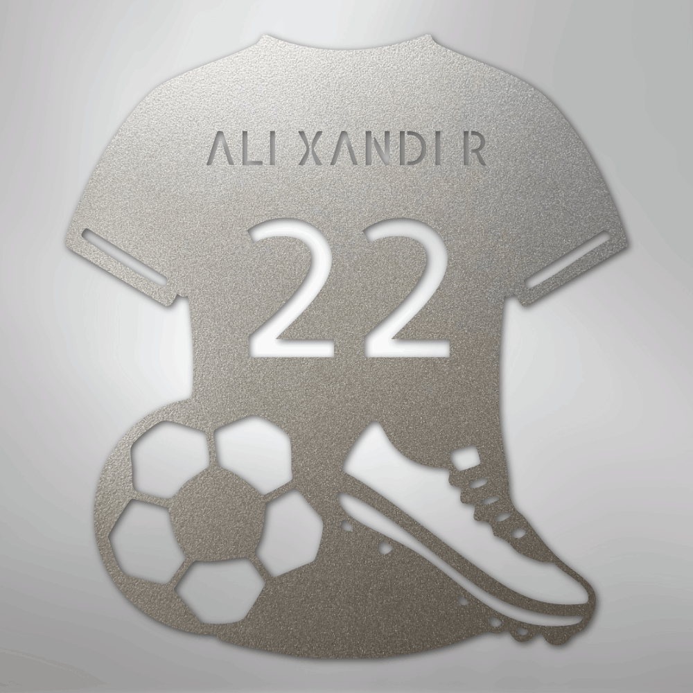 Soccer Jersey Monogram - Steel Sign