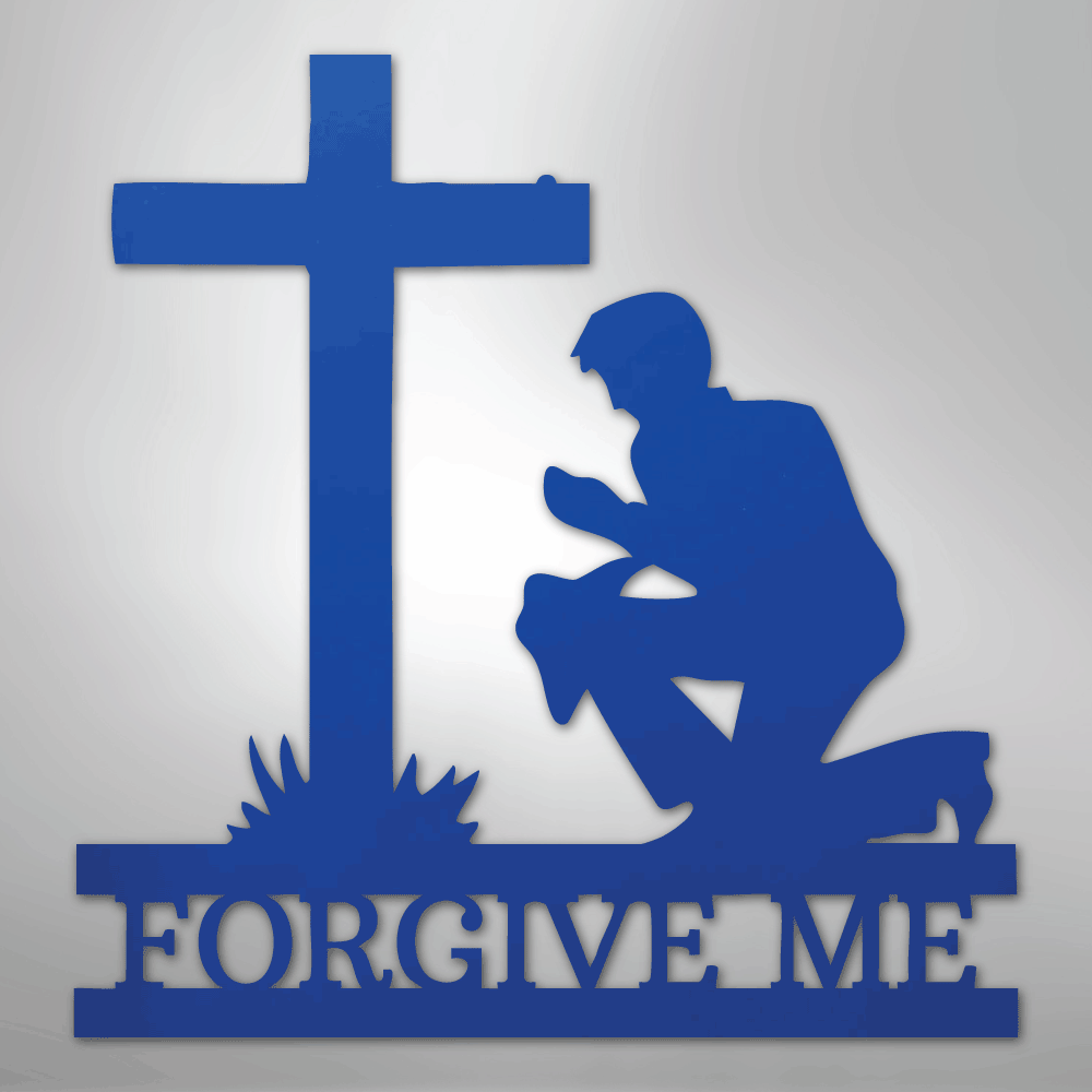 Kneeling Man Monogram - Steel Sign