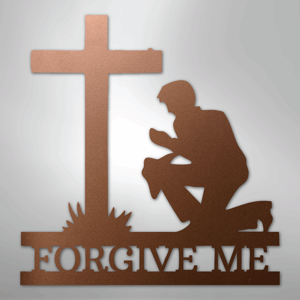 Kneeling Man Monogram - Steel Sign
