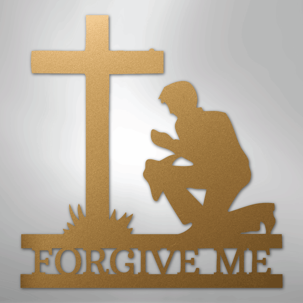 Kneeling Man Monogram - Steel Sign