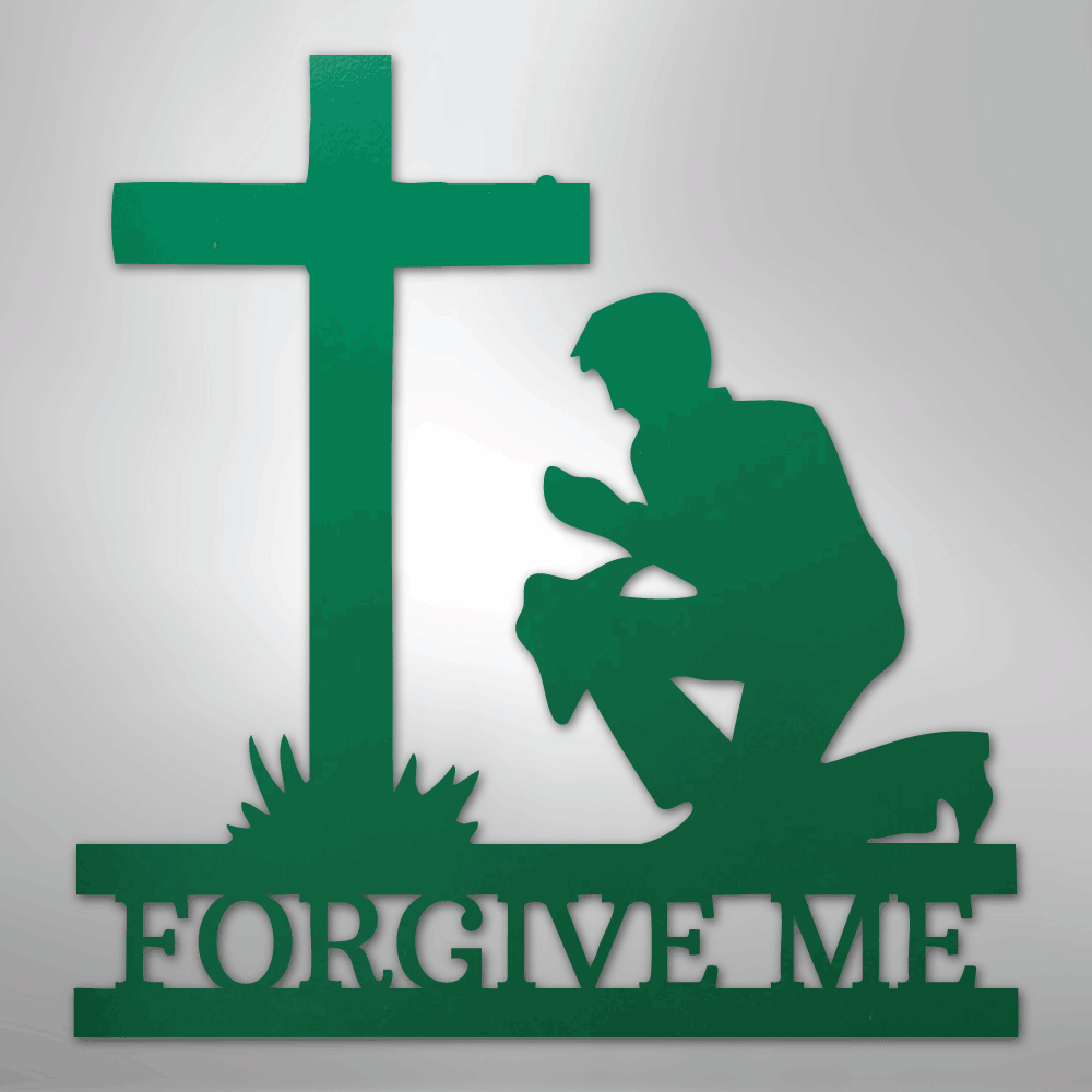 Kneeling Man Monogram - Steel Sign