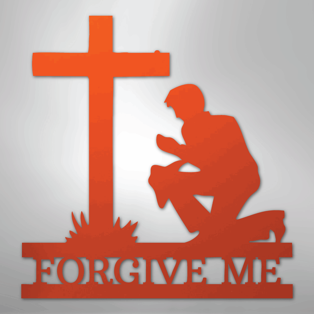 Kneeling Man Monogram - Steel Sign