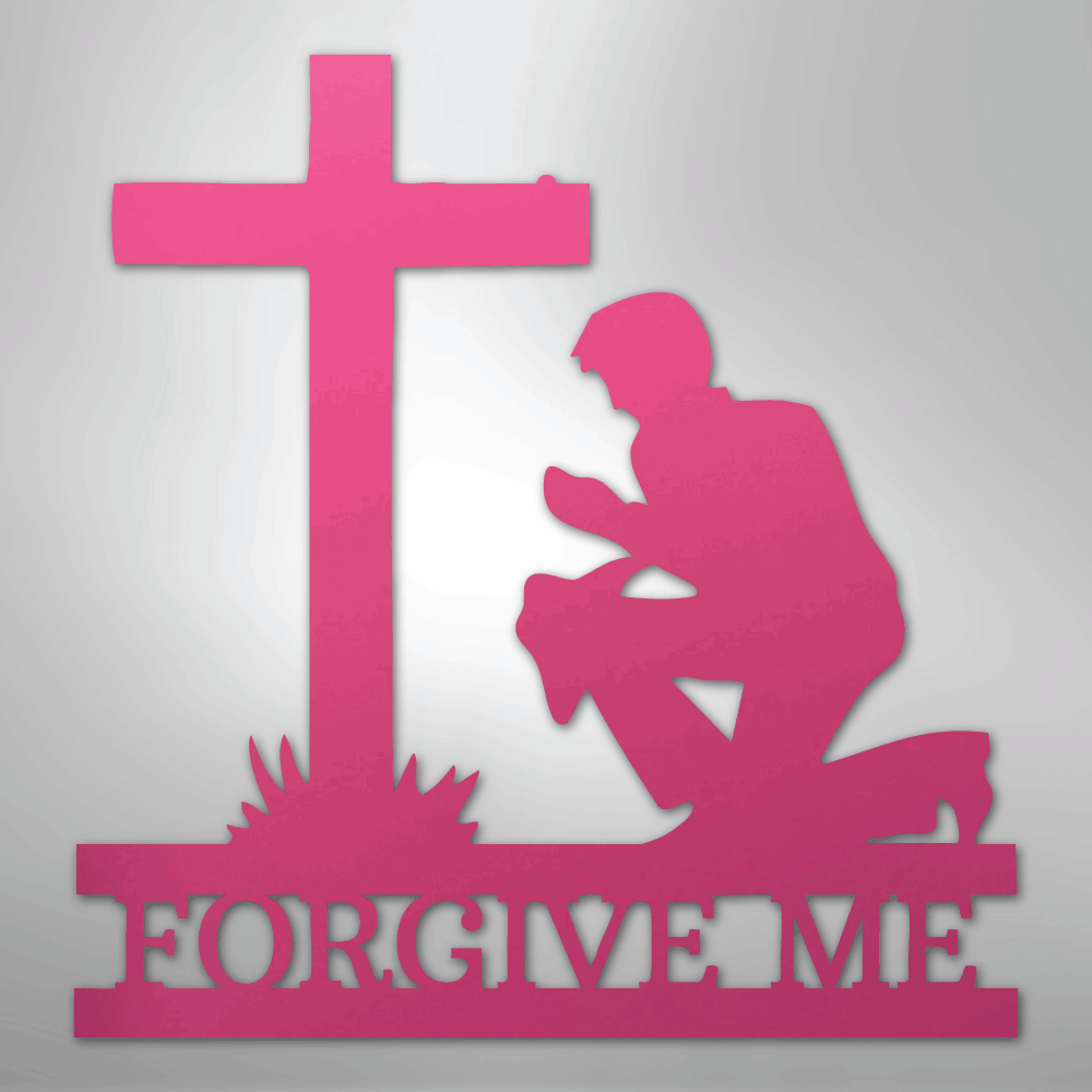 Kneeling Man Monogram - Steel Sign