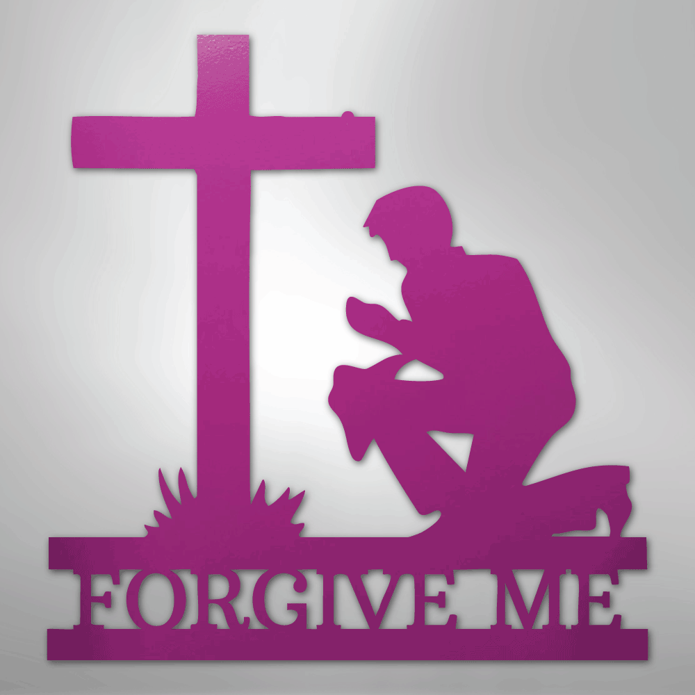 Kneeling Man Monogram - Steel Sign