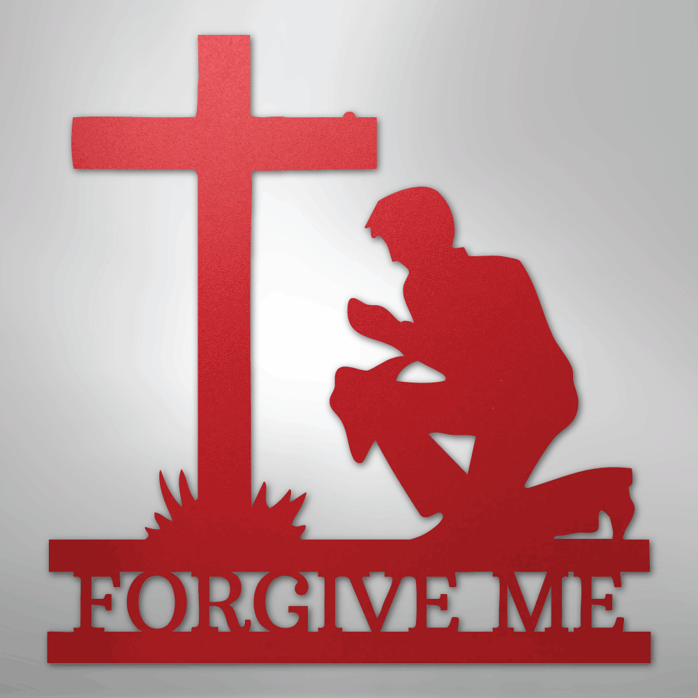 Kneeling Man Monogram - Steel Sign