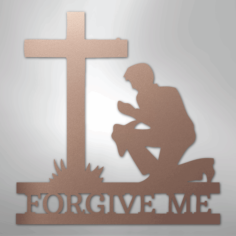 Kneeling Man Monogram - Steel Sign