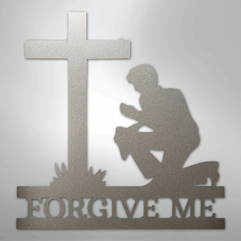 Kneeling Man Monogram - Steel Sign