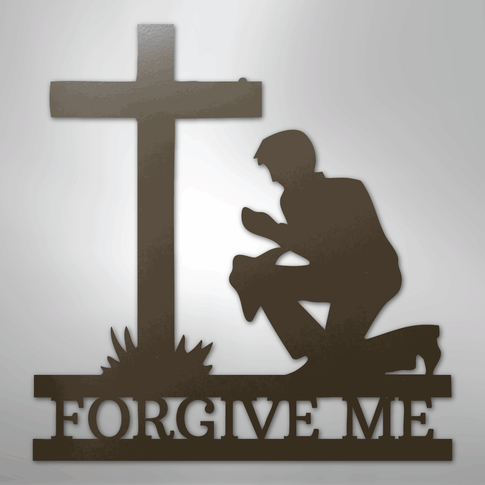 Kneeling Man Monogram - Steel Sign