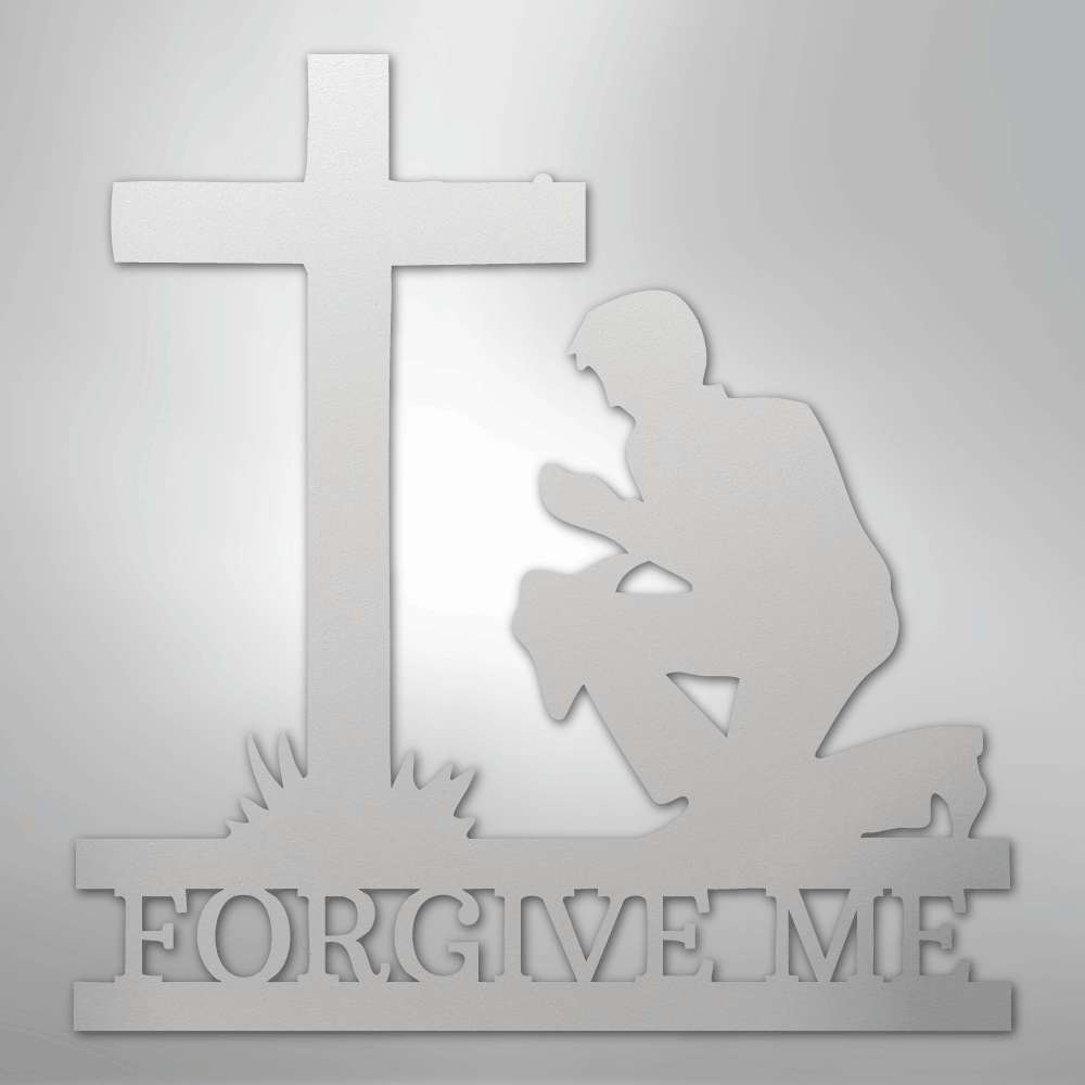 Kneeling Man Monogram - Steel Sign