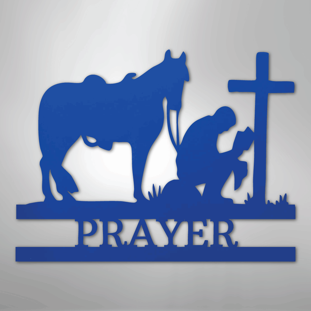Kneeling Cowboy Monogram - Steel Sign