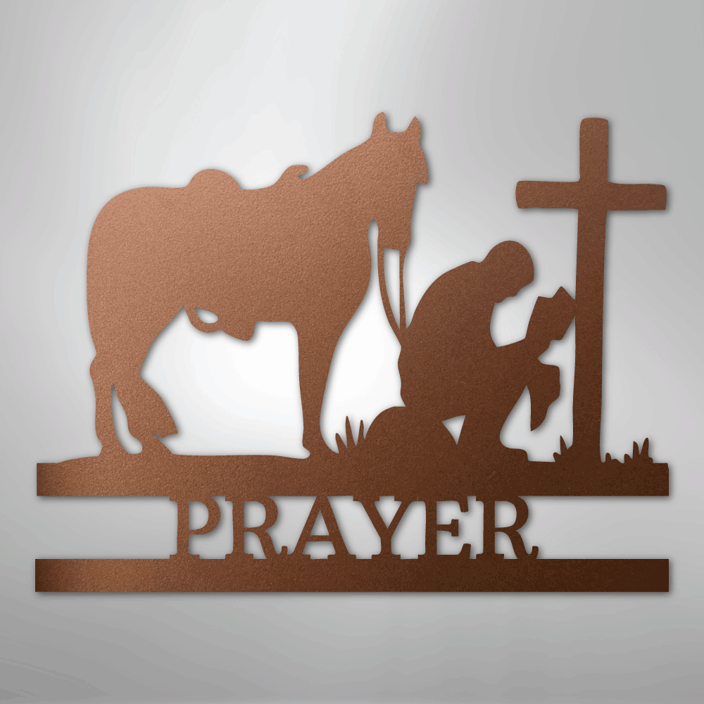 Kneeling Cowboy Monogram - Steel Sign