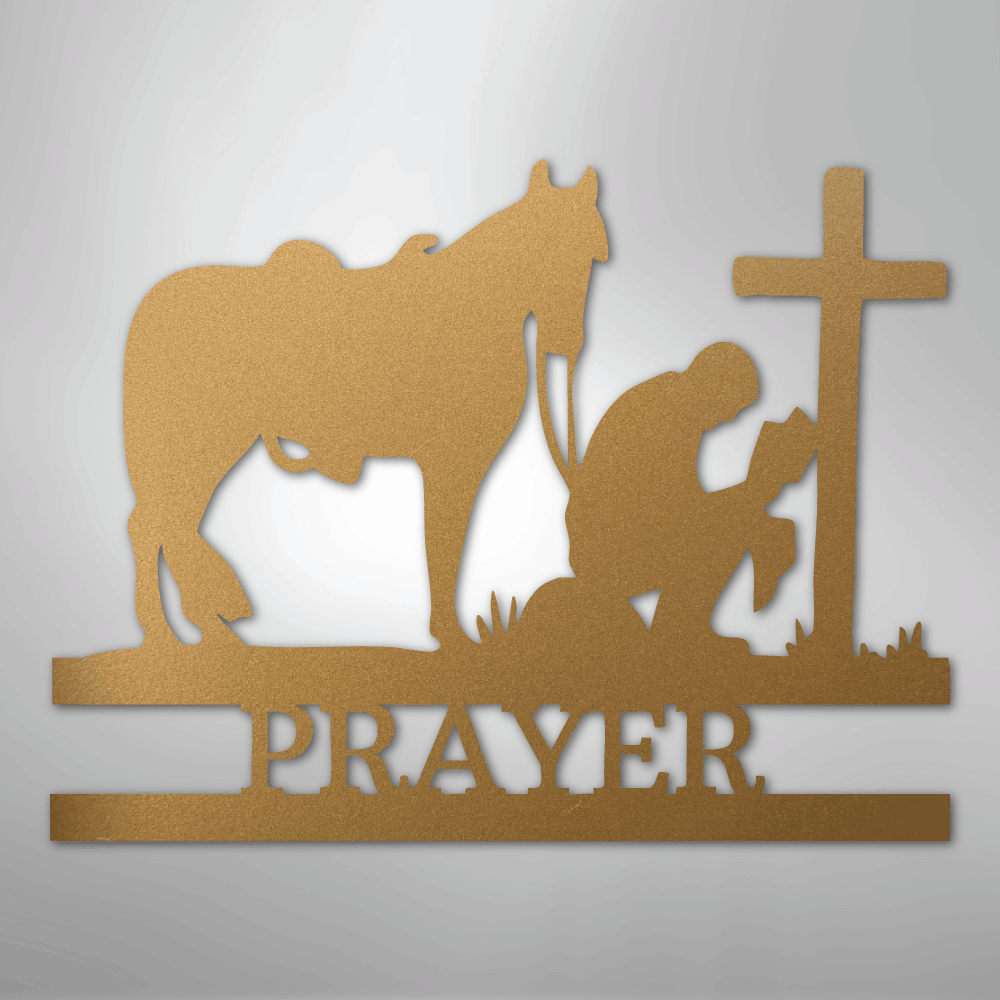 Kneeling Cowboy Monogram - Steel Sign