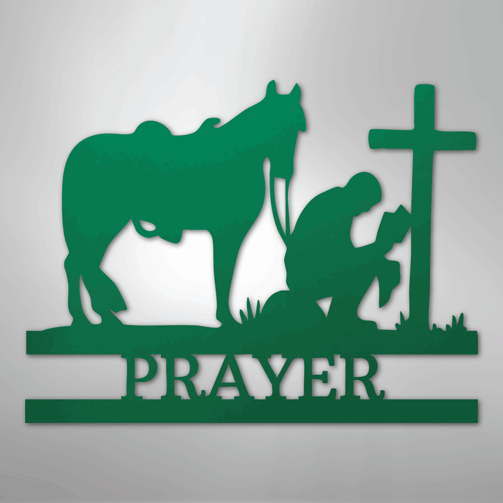 Kneeling Cowboy Monogram - Steel Sign