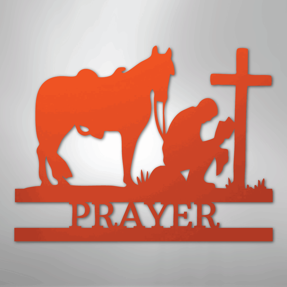 Kneeling Cowboy Monogram - Steel Sign
