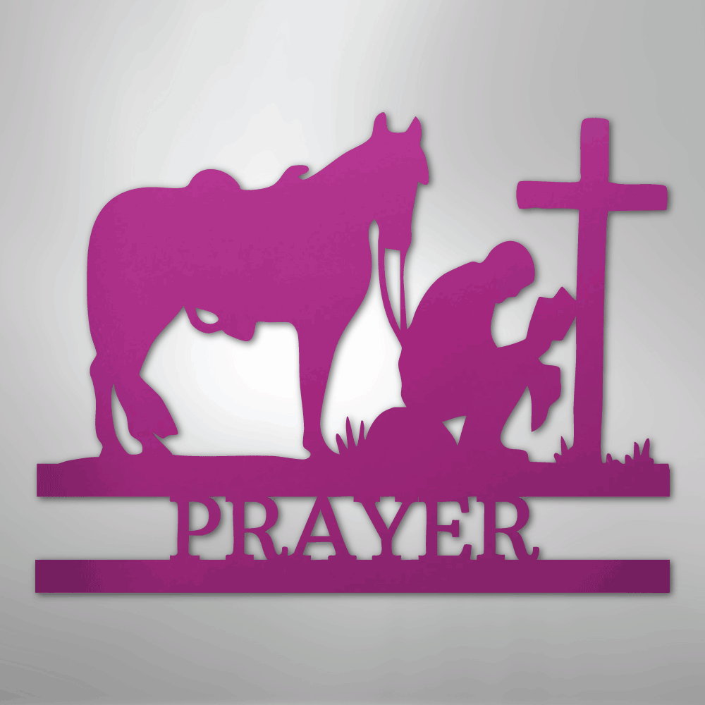 Kneeling Cowboy Monogram - Steel Sign