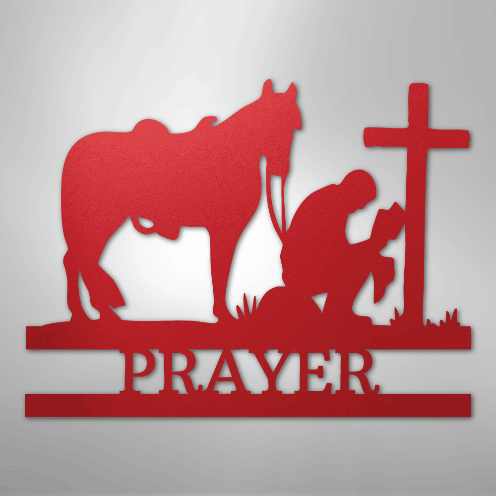 Kneeling Cowboy Monogram - Steel Sign