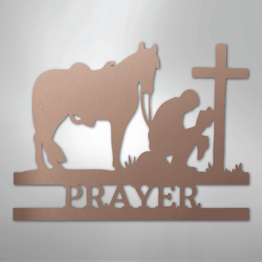 Kneeling Cowboy Monogram - Steel Sign