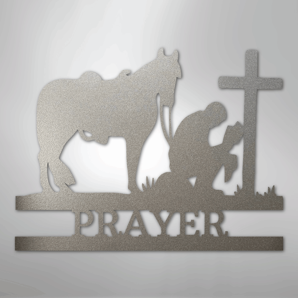 Kneeling Cowboy Monogram - Steel Sign