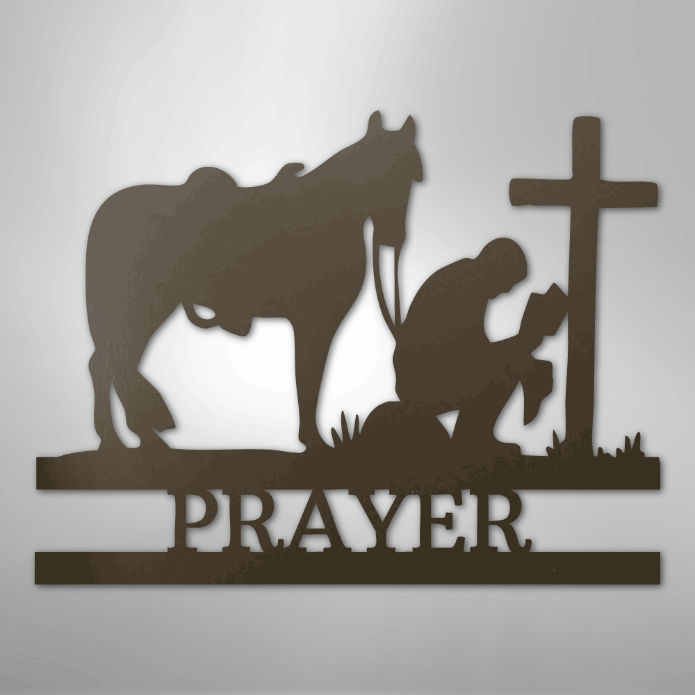 Kneeling Cowboy Monogram - Steel Sign