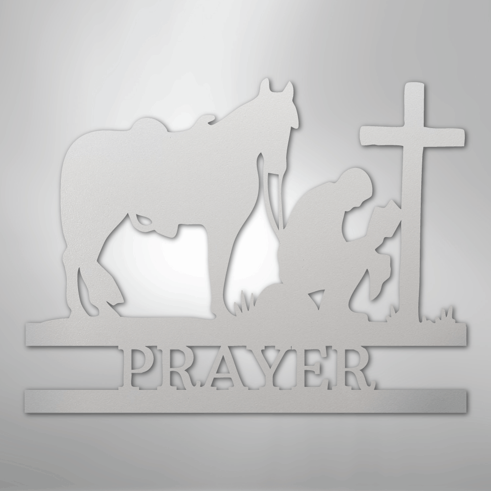 Kneeling Cowboy Monogram - Steel Sign