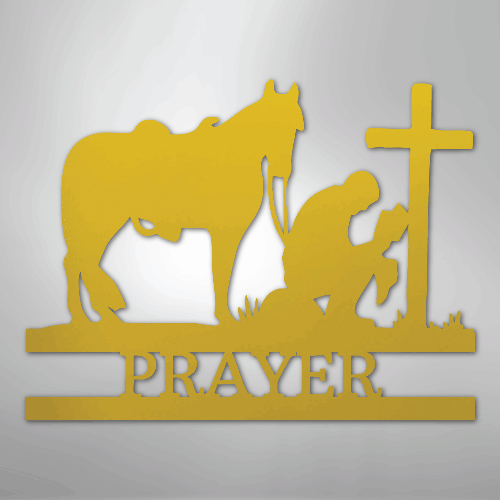 Kneeling Cowboy Monogram - Steel Sign
